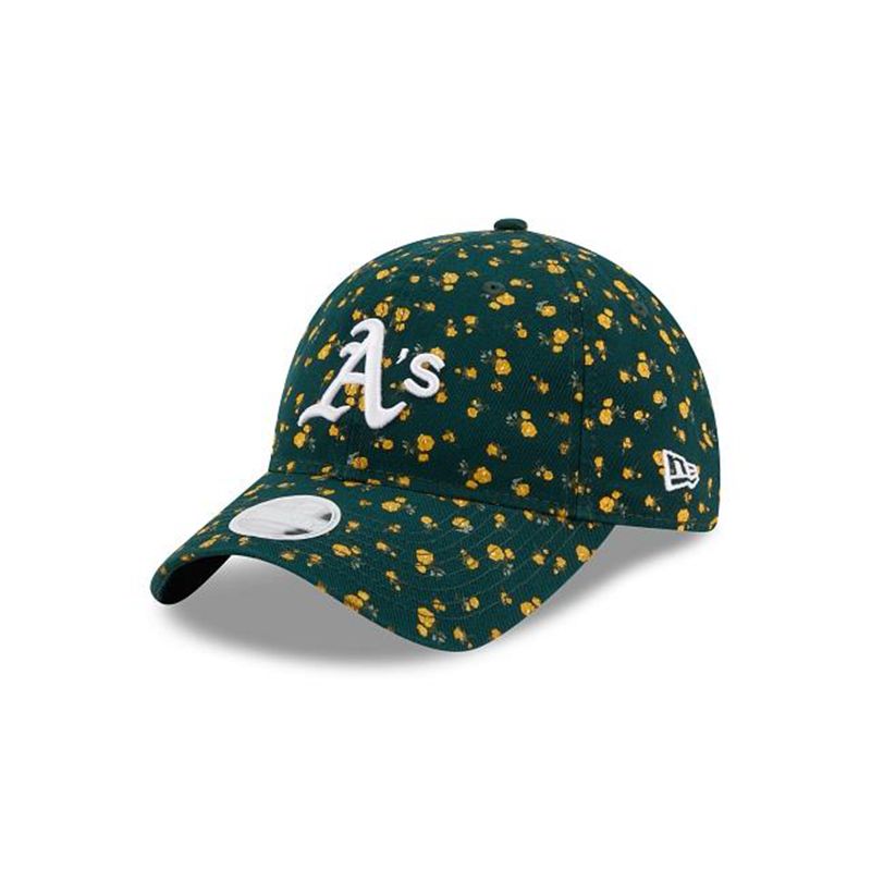 MLB Oakland Athletics Womens Floral 9Twenty Adjustable (HAA2066) - Green New Era Caps